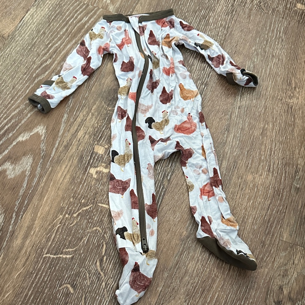 Cozy Chicken Print Kids Footie Pajamas
